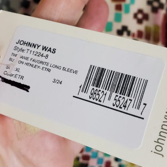 Johnny Was The Janie favorite Long Sleeve button Henley  New with tags attached - Picture 4 of 11